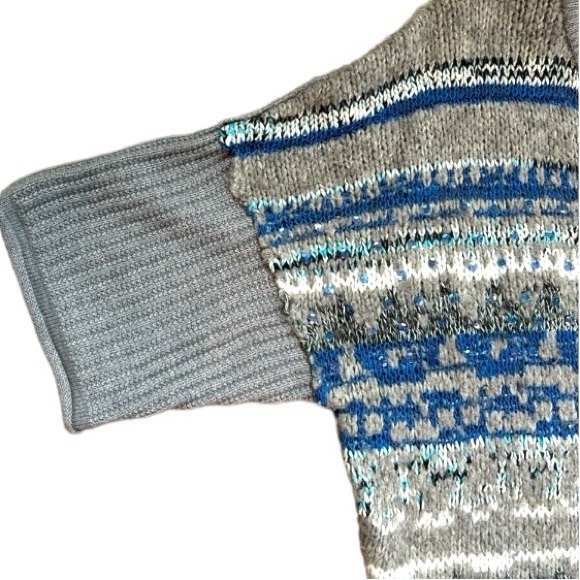 FREE PEOPLE Voluminous Wool/Linen Fair Isle Dolman Sequin Sweater size XS - Picture 9 of 12